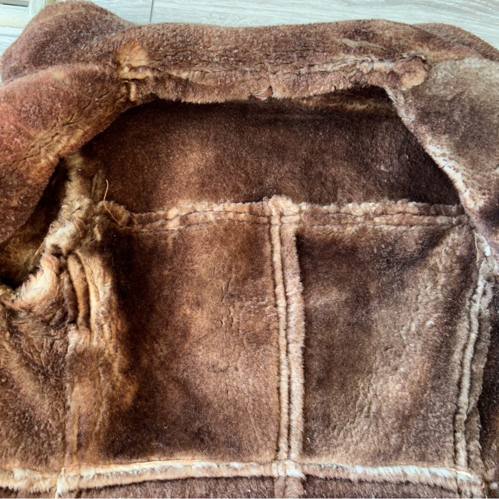 Vintage Rice Sportswear Genuine Shearling Sheepskin Leather Coat - Picture 12 of 16